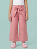 Nautinati Girls' 100% Cotton Solid Loose Fit Paperbag High-waist Wide-leg Pants with Belt