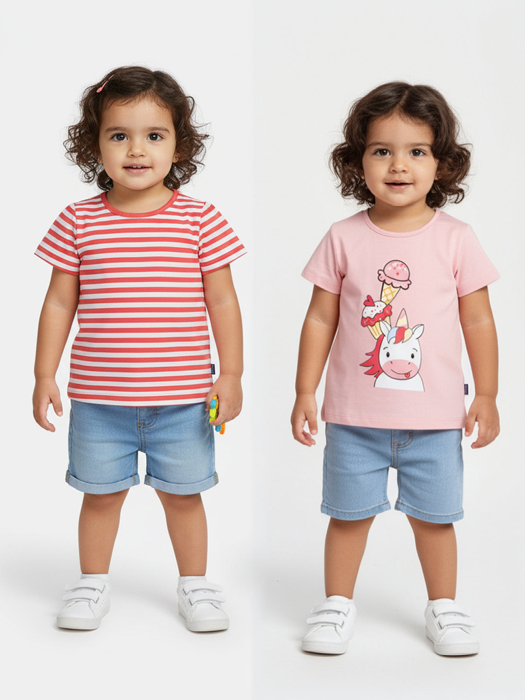 Nautinati Cotton Pack Of 2 T-Shirts For Girls