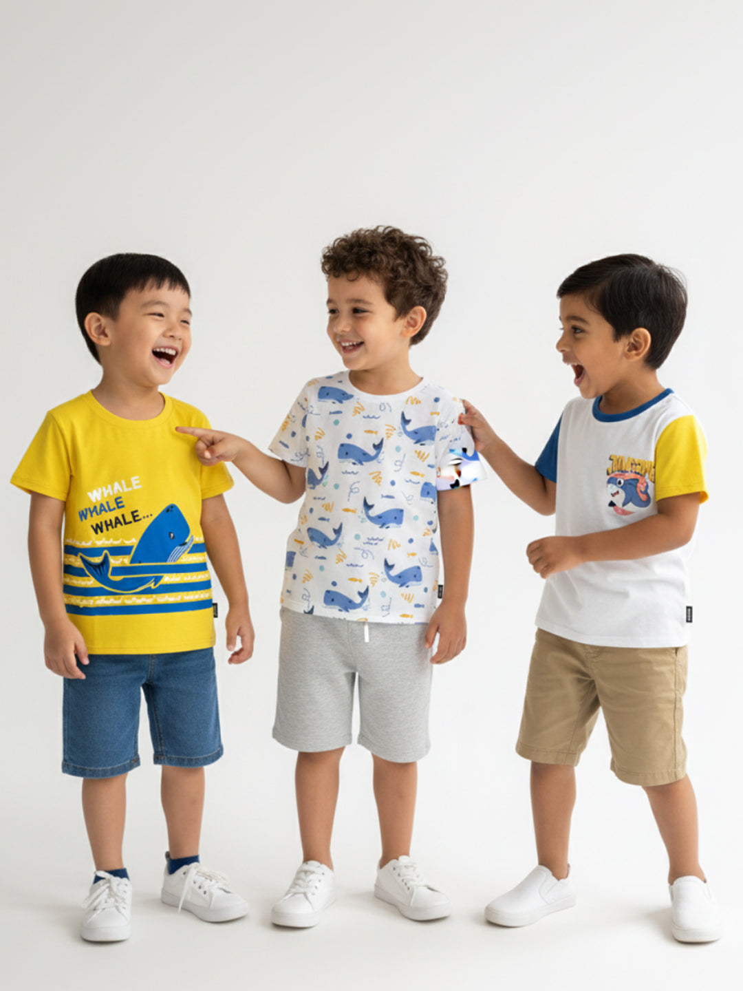 Boys Yellow-White Graphic Printed Half Sleeve Pack of 3 T-Shirt