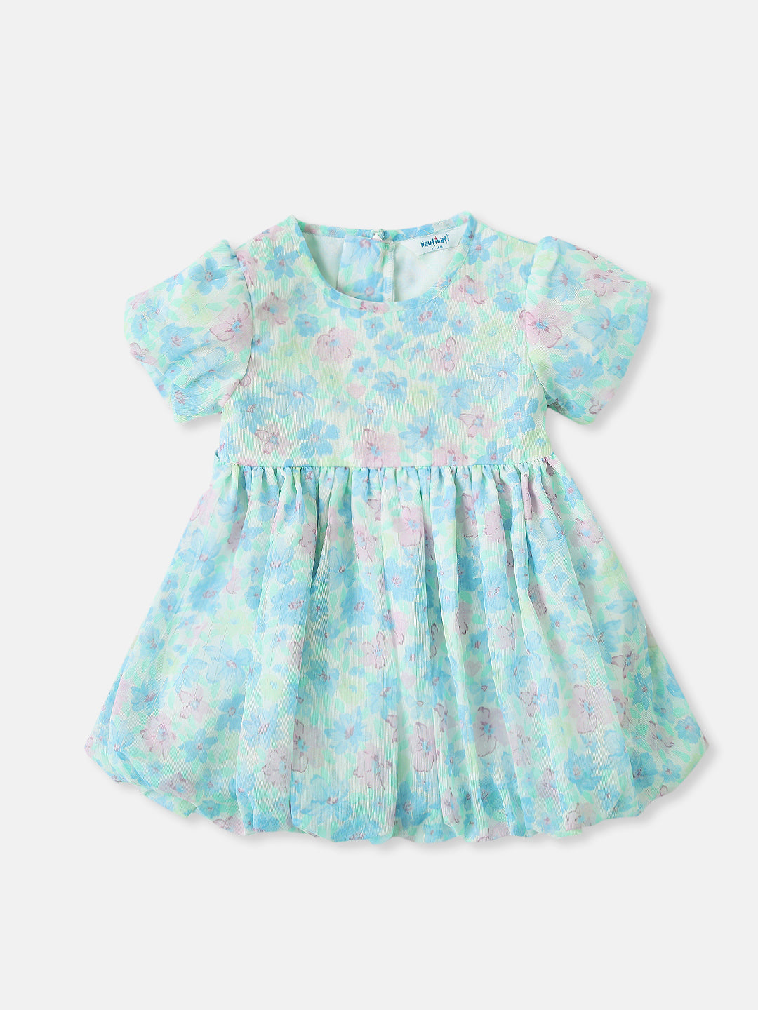 Nautinati Girls Pastel Floral Frock With Balloon Hemline