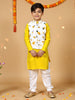 Nautinati Boys' Cotton Festive Kurta Pyjama With Jacket Set | Block Print Jacket | Age 2-10 Years