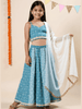 Nautinati Blue Festive Blouse and Lehenga Set for Girls