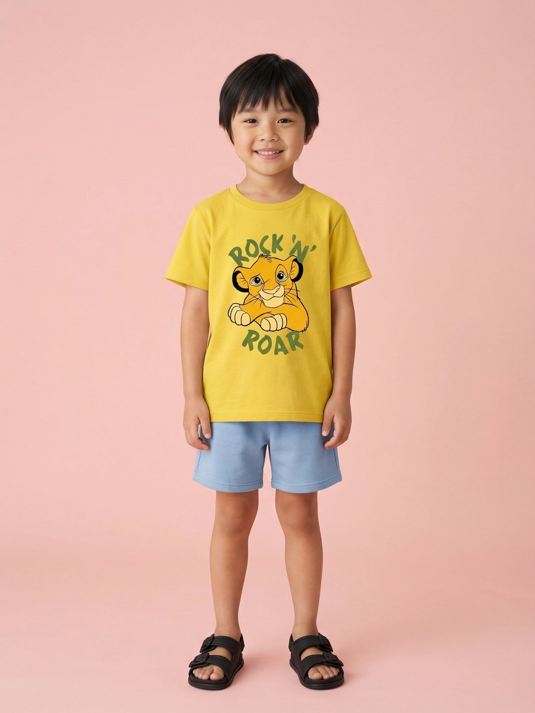 Nautinati Boys' 100% Cotton Crew Neck Disney Lion King Rock & Roar Placement Print T-shirt