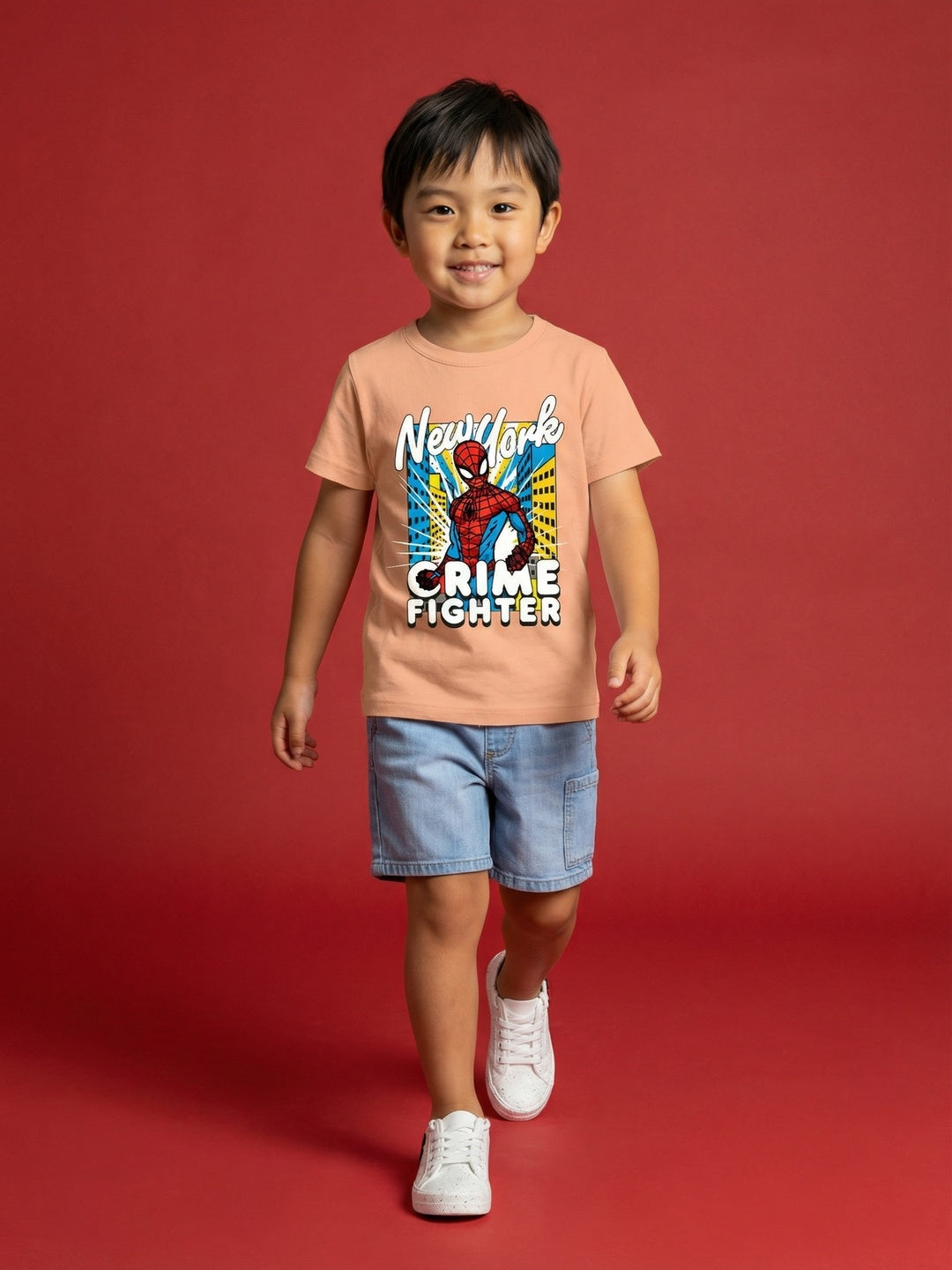 Nautinati Boys' 100% Cotton Crew Neck Marvel Spidey Sense Placement Print T-shirt