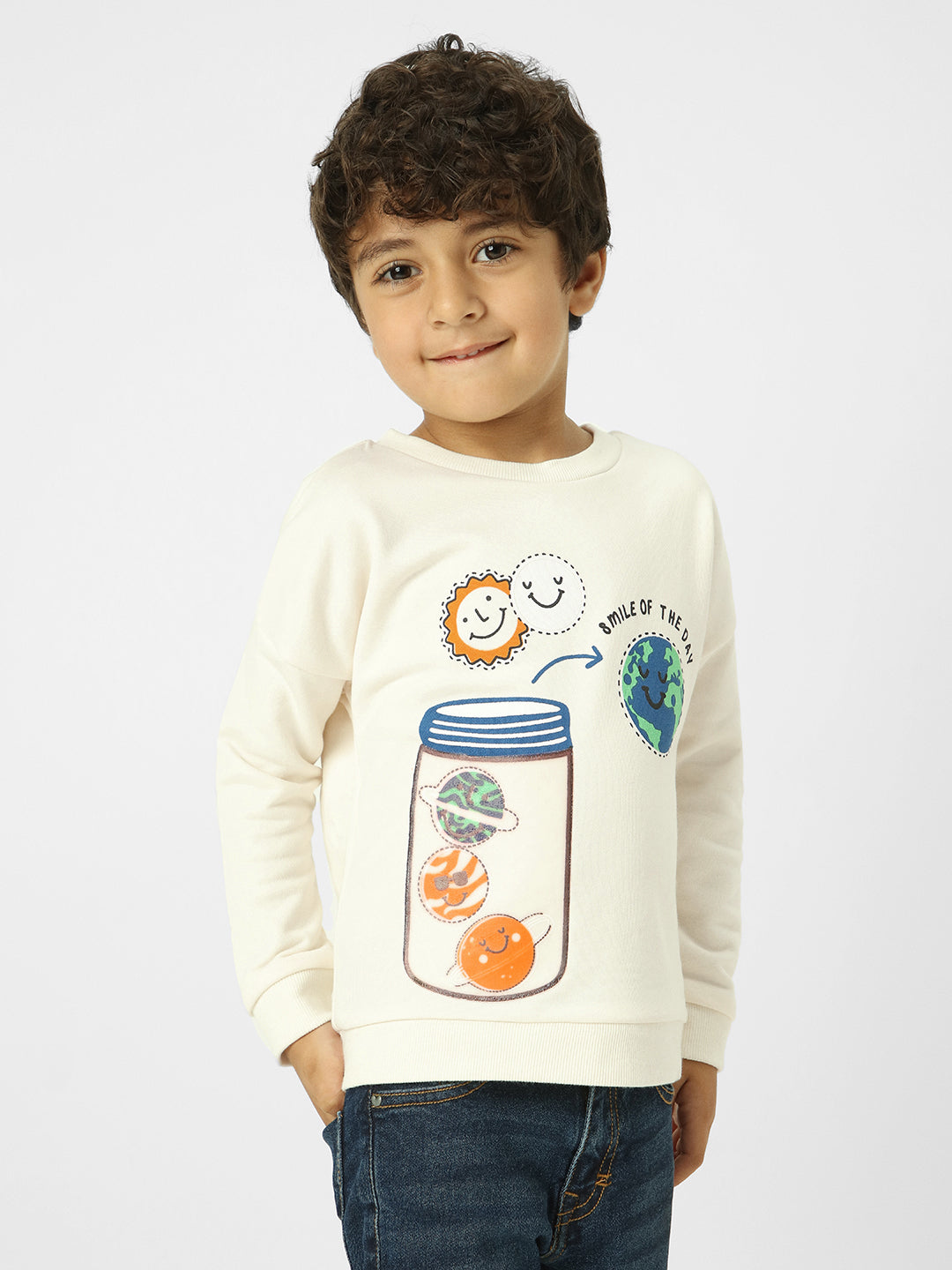 Boys Graphic Printed Round Neck Pullover Sweatshirt