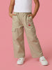 Nautinati Girls Pure Cotton Cherry Placement Print Baggy Fit Wide-leg Pants