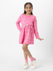 Nautinati Girls Fleece Polka Dot Print Bow Belted Dress