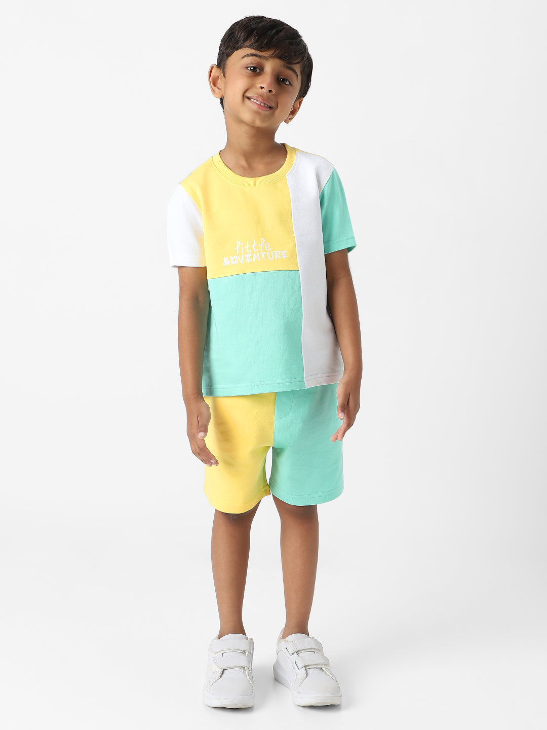 Nautinati Boys' Colourblock Combo Set of T-shirt and Shorts