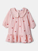 Nautinati Baby Pink Strawberry Embroidered Dress for Infant Girls