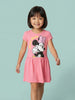 Nautinati Girls' 100% Cotton Disney Minnie Mouse Placement Print A-line Dress