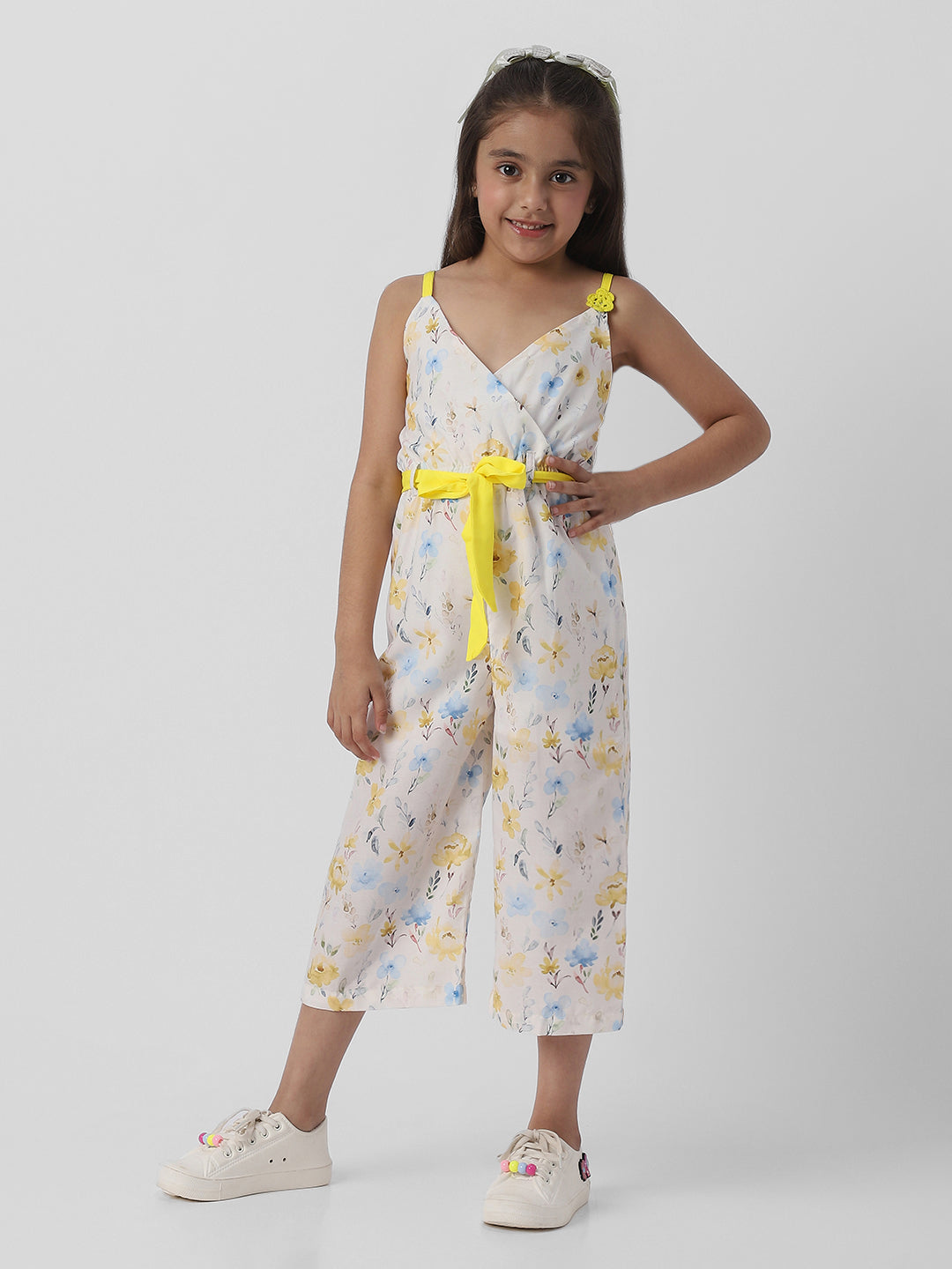 Nautinati Girls Printed Sleeveless Jumpsuit