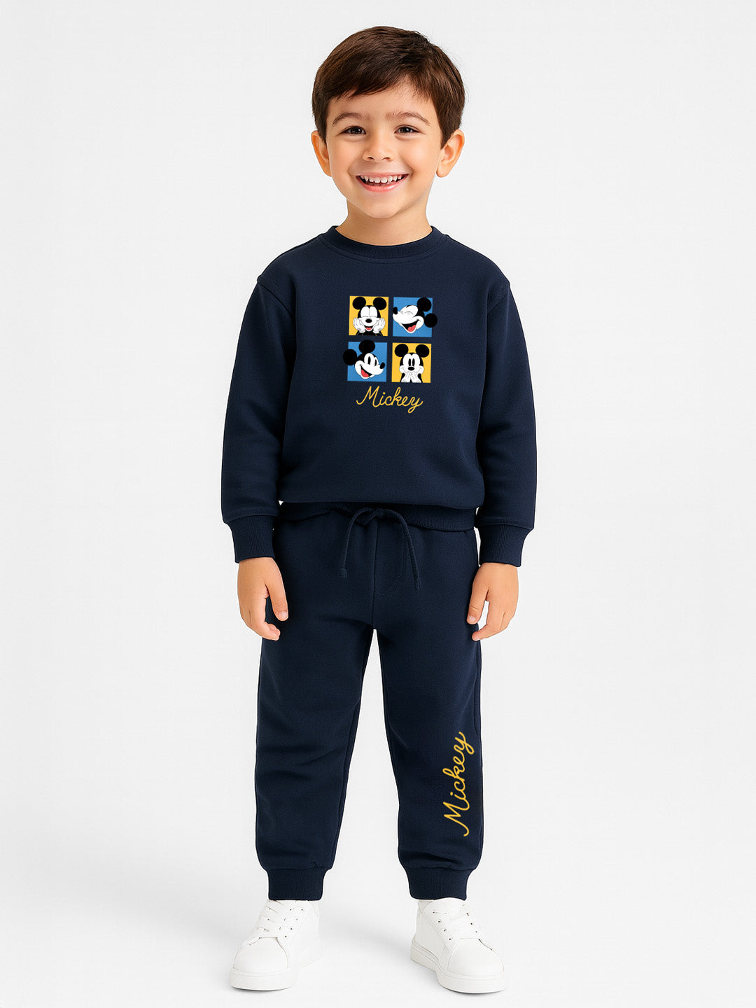Nautinati Navy Blue Mickey Mouse Print Sweatshirt Set for Boys