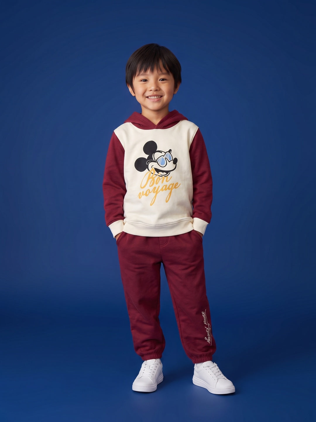 Nautinati Boys Disney Mickey Mouse Puff Printed Oversized Hoodie and Jogger Set