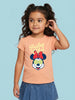 Nautinati Girls' 100% Cotton Crew Neck Disney Minnie Mouse Placement Print T-shirt