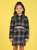 Girls Checked Pure Cotton Coat With Skirt