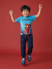 Nautinati Boys' 100% Cotton Night Suit with Marvel Spiderman Hem Print T-shirt & Solid Joggers