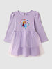 Nautinati Lavender Frozen Print Partywear Dress for Girls
