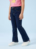 Nautinati  Girls' 100% Cotton Stretchable Bootcut  Dark Wash Essentials Jeans