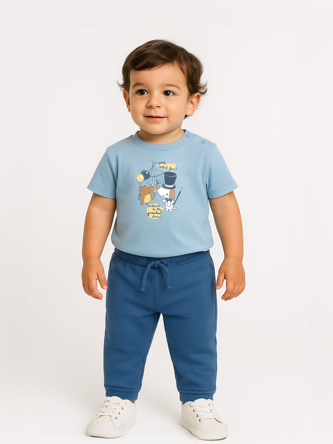 Nautinati Blue Graphic Print T-shirt and Pants Set for Infant Boys