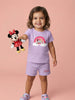Nautinati Girls' Cotton Disney Minnie Mouse and Daisy Printed T-shirt and Shorts Co-ord Set