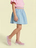 Nautinati Girls' 100% Cotton Mid-blue Wash Denim Skirt with Contrast-rib Waistband