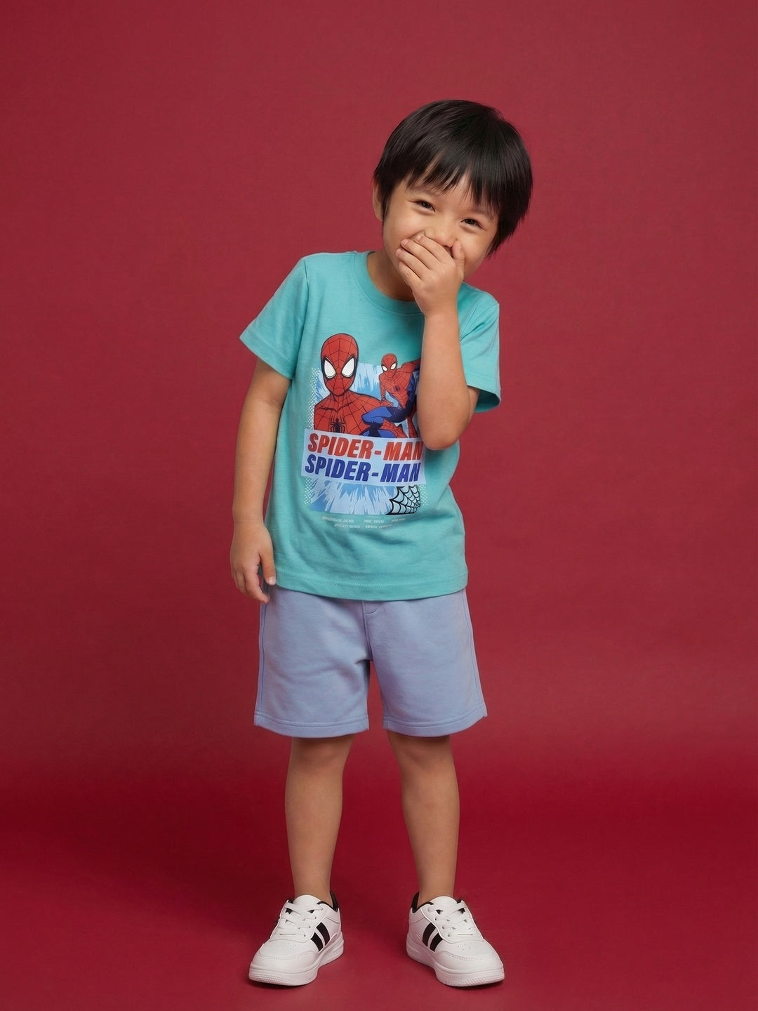 Nautinati Boys' 100% Cotton Crew Neck Marvel Spiderman Placement Print T-shirt