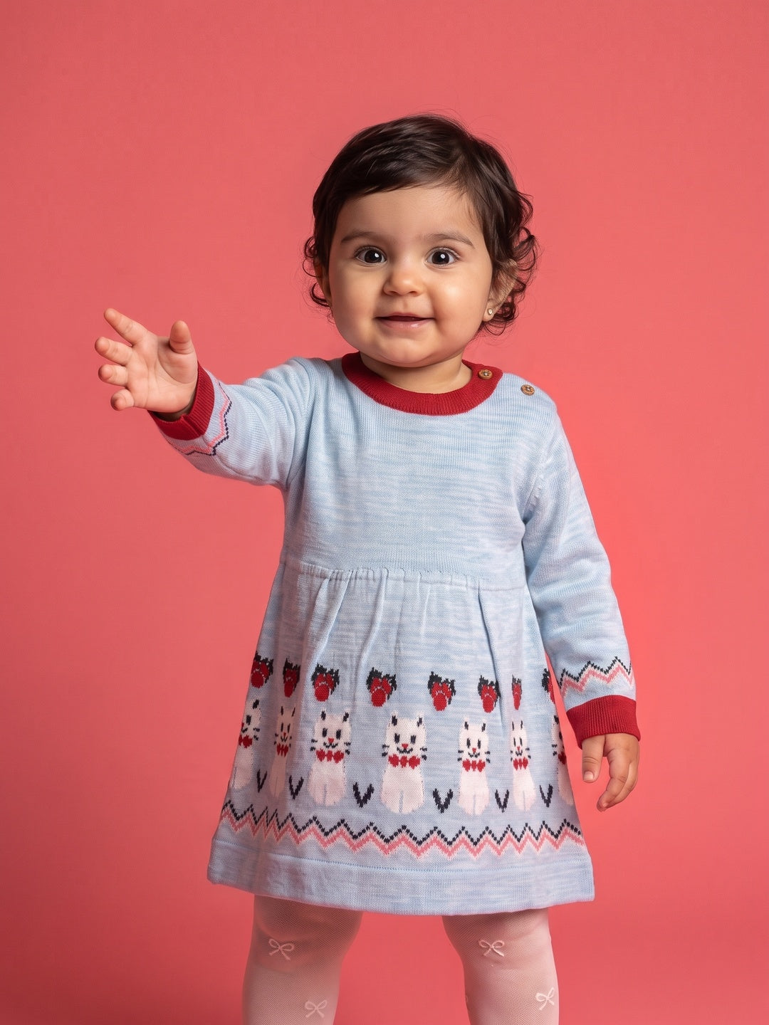 Nautinati Baby Girls Cat Christmas Sweater Dress,Age 3 Months-2 Years
