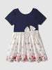 Nautinati Blue & White Japanese Satin Dress With a Bow for Girls
