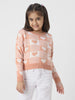 Girls Pink Self Design Acrylic Pullover Sweater