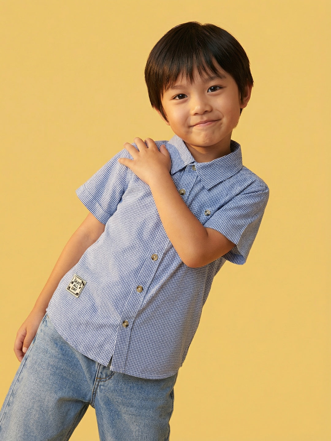 Nautinati Boys' 100% Cotton Woven Chequered Shirt