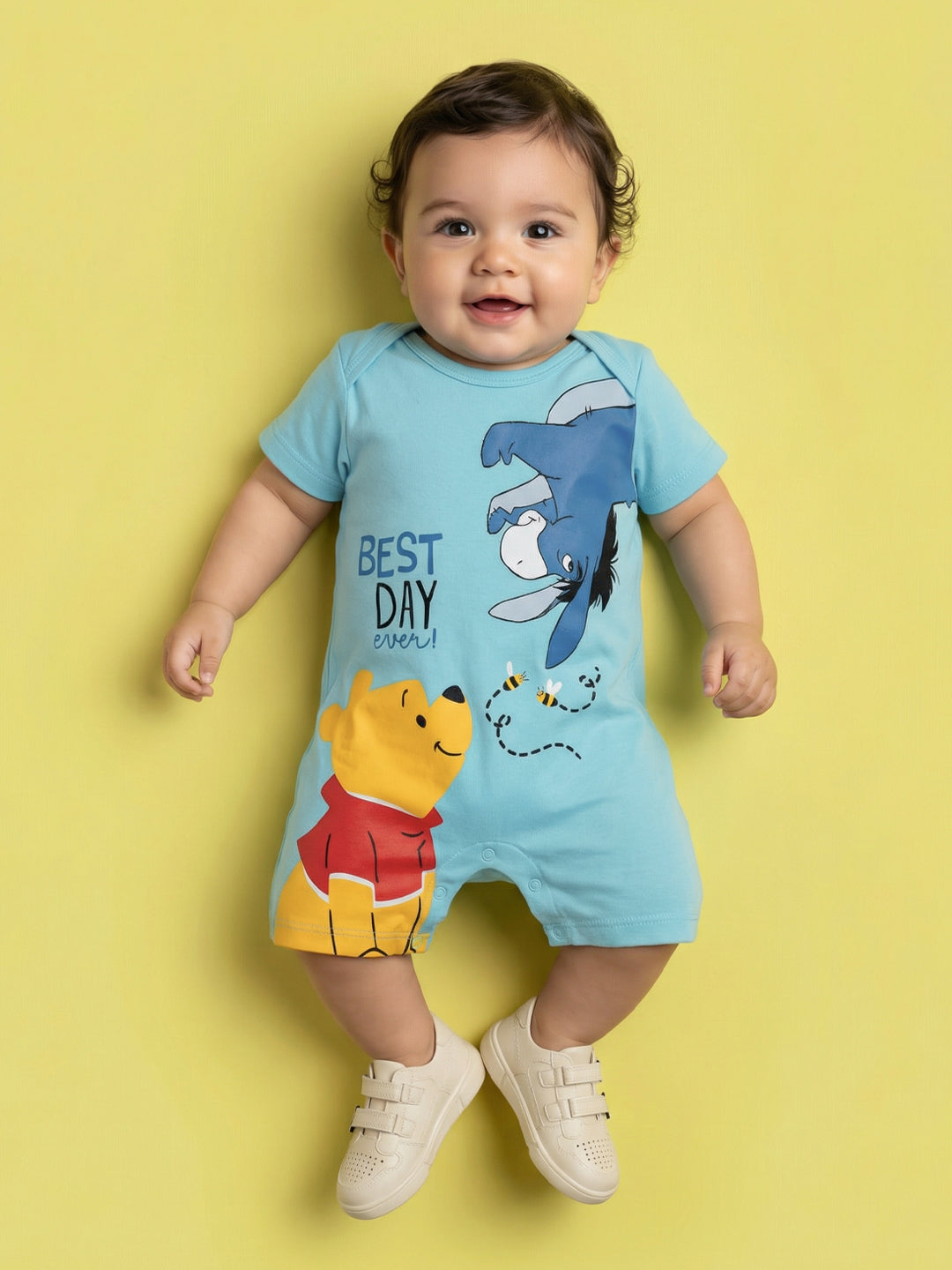Nautinati Baby Boys' 100% Interlock Cotton Disney Winnie the Pooh Print Romper
