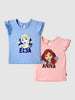 Nautinati Pink & Blue Frozen Print T-shirts for Girls