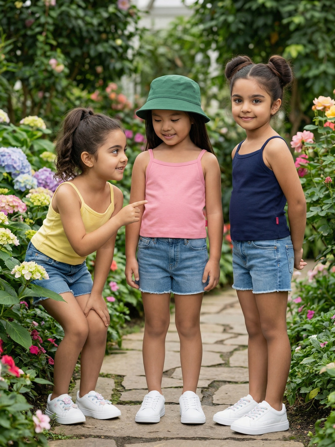 Nautinati Girls' 100% Cotton Pack of 3 Solid Essentials Camisoles