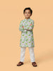 Nautinati Boys' 100% Cotton Festive Resort Style Tropical Print Kurta & Pyjama Set