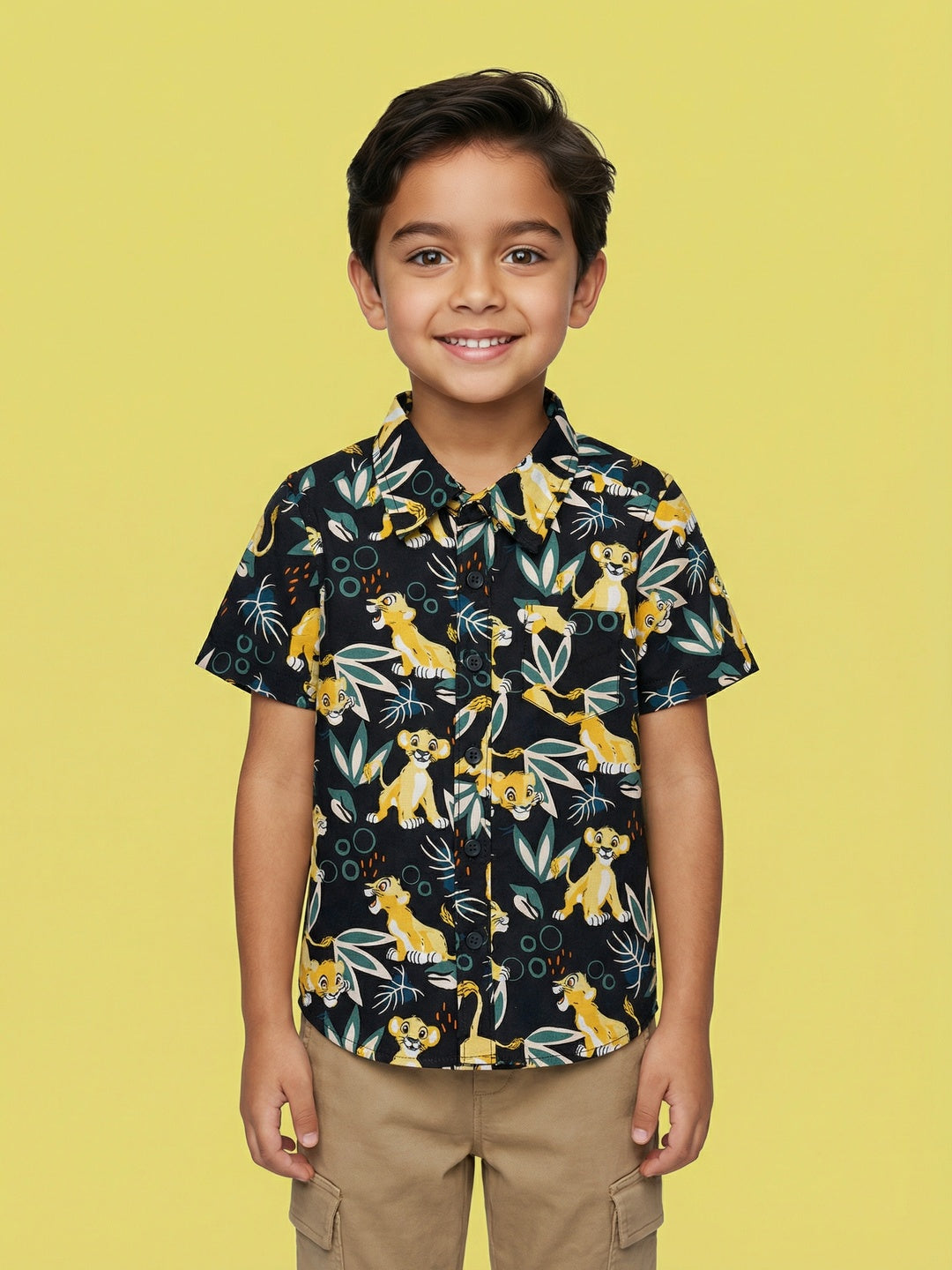 Nautinati Boys' 100% Cotton Disney Lion King All-over Print Resort Shirt