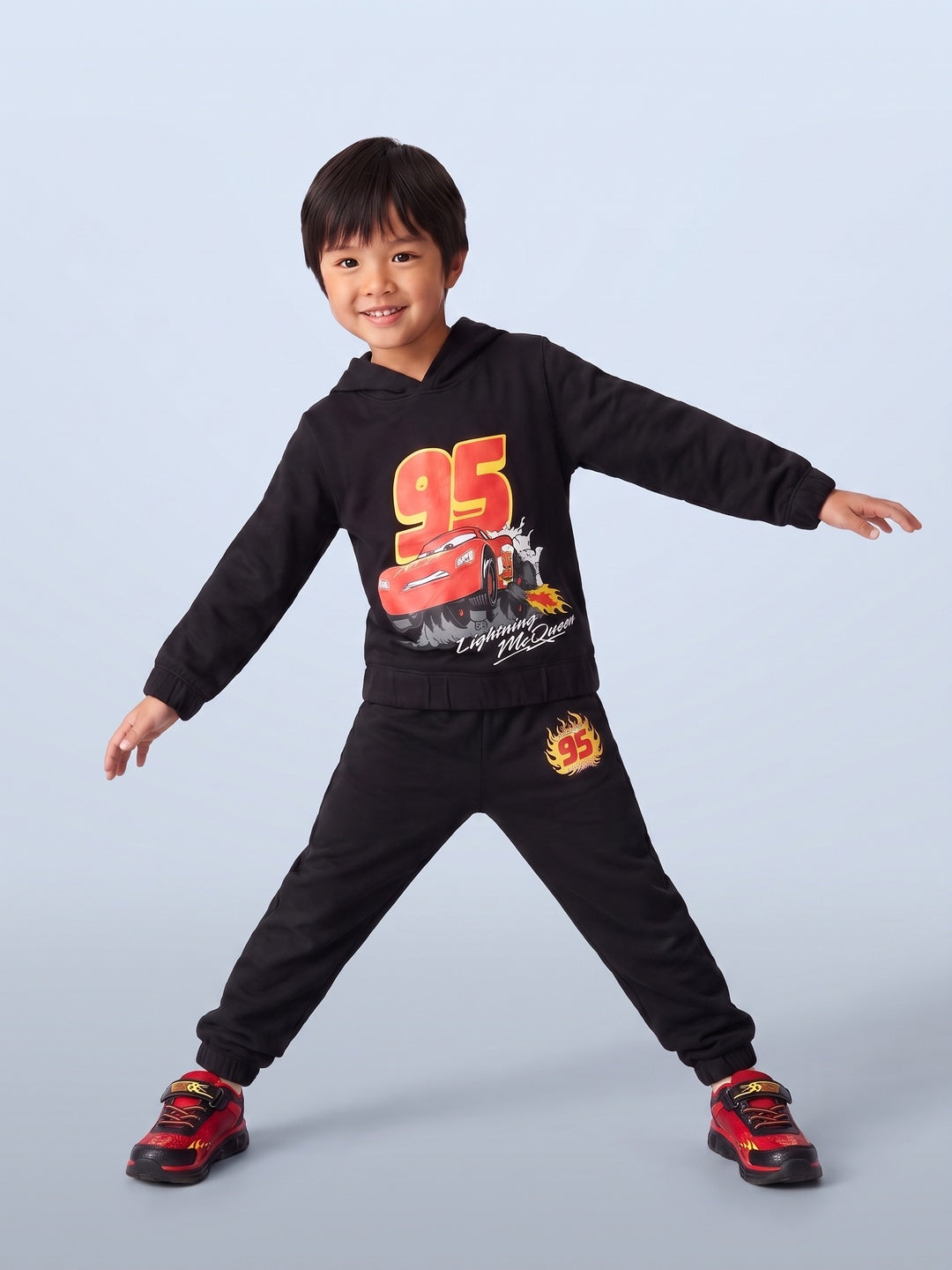 Nautinati Boys Disney Cars Graphic Printed Oversized Hoodie and Jogger Set
