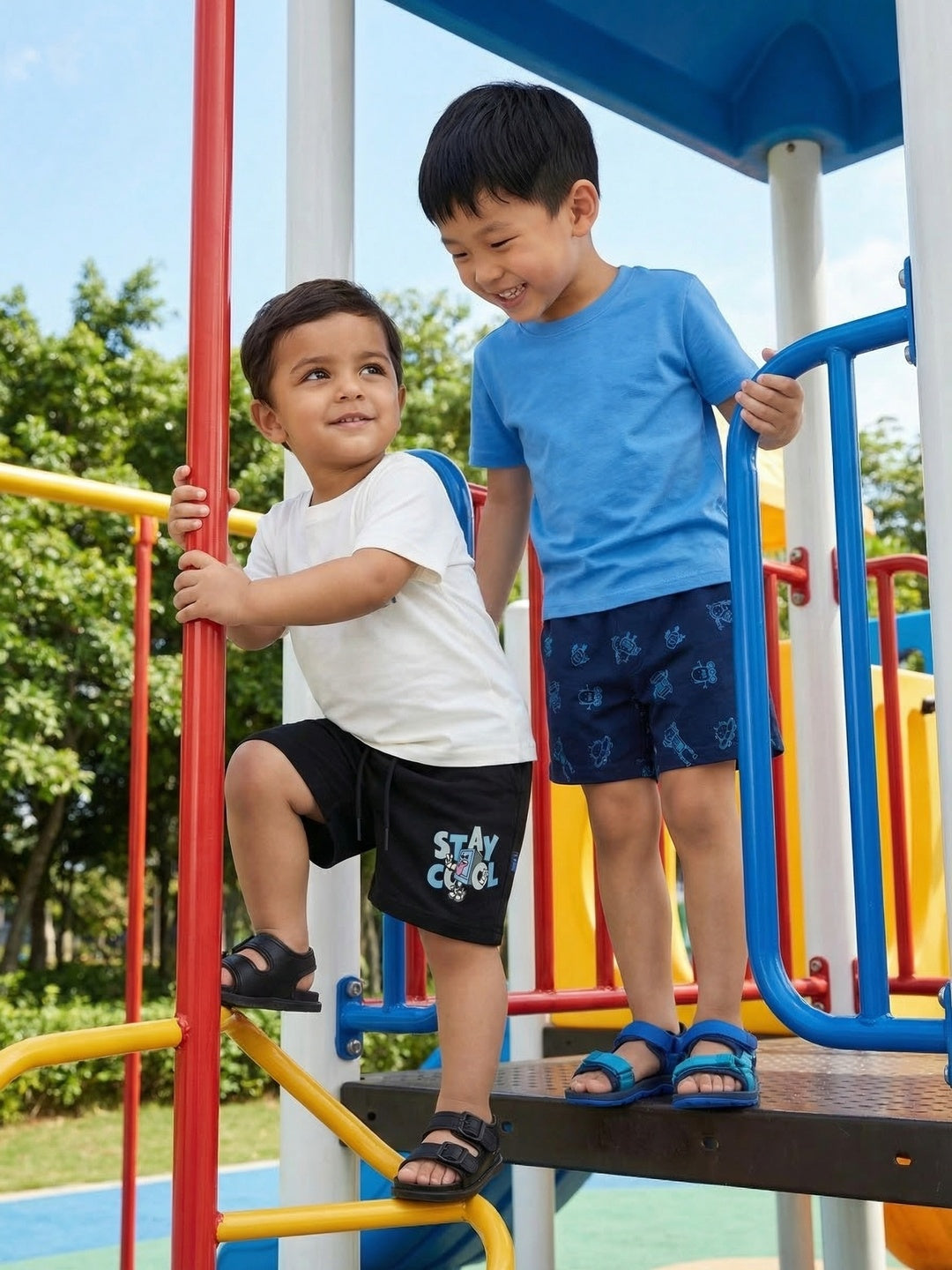 Nautinati Boys’ 100% Cotton Pack of 2 Gaming-theme All-over Print Lounge Shorts