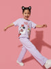 Nautinati Girls' 100% Cotton Disney Minnie Mouse Graphic Printed Night Suit Set