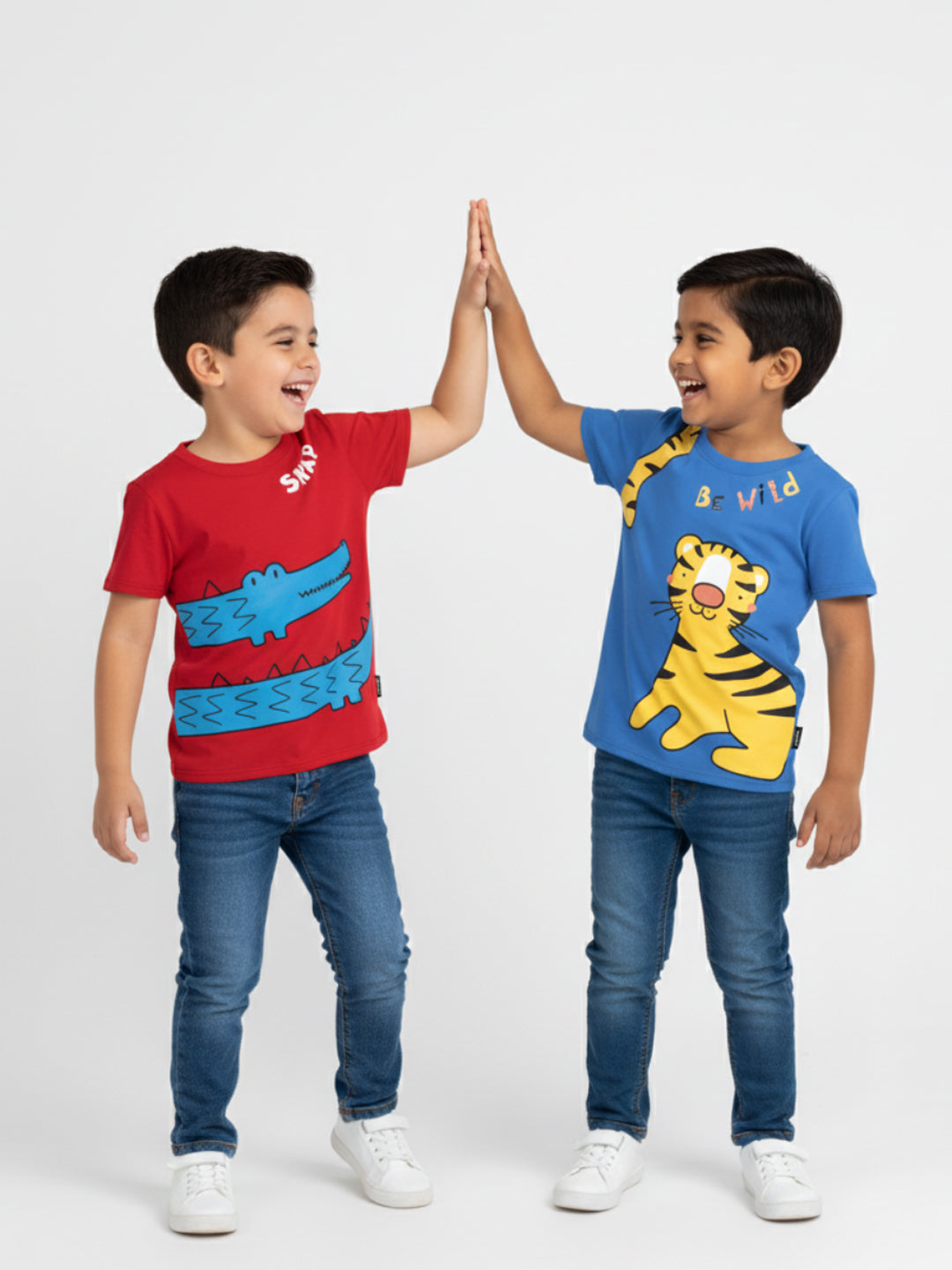 Nautinati Boys' Pack of 2 Cotton Animal Printed T-shirts