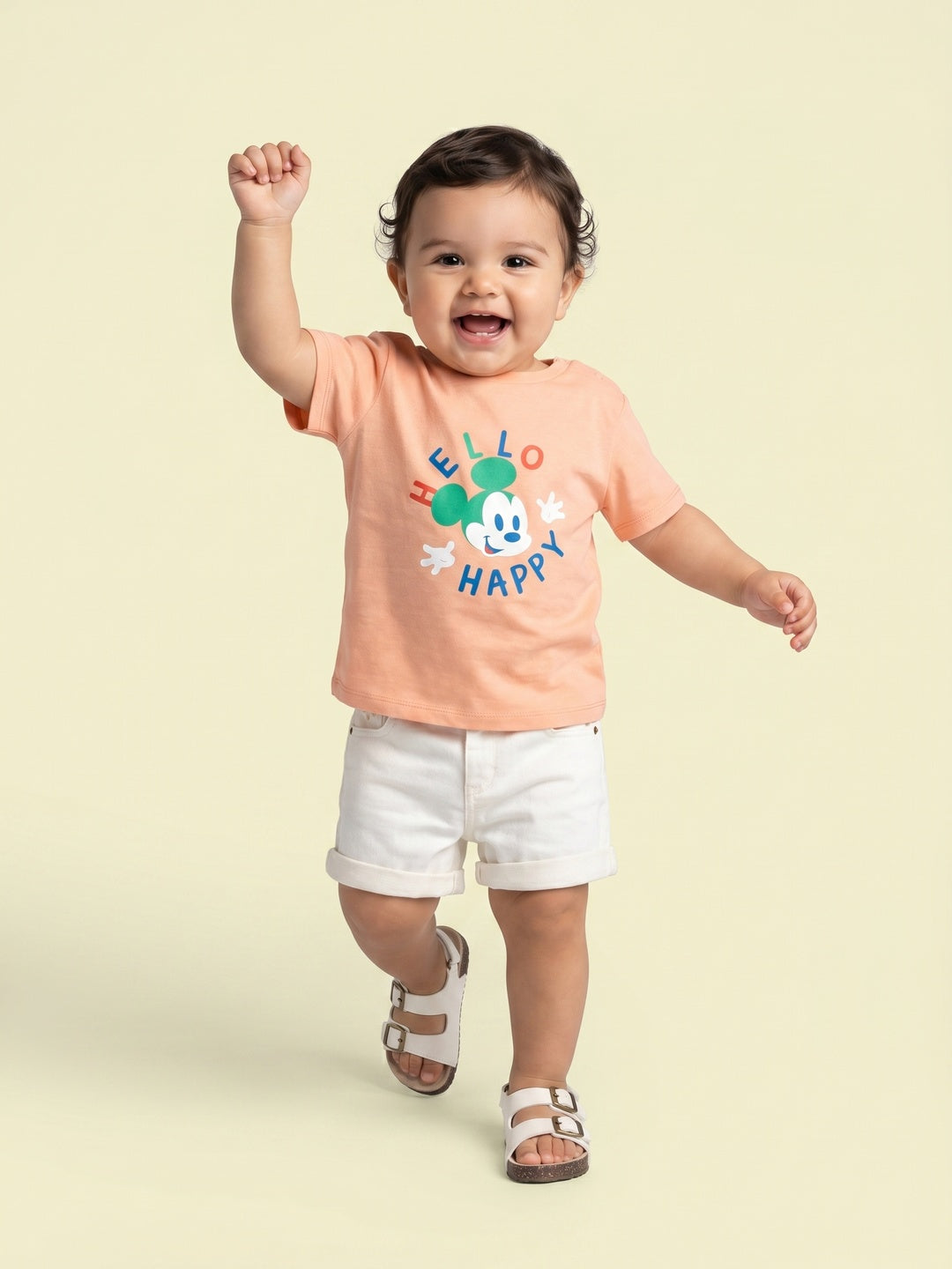 Nautinati Boys' Cotton Disney Mickey Mouse T-shirt with Snap Buttons