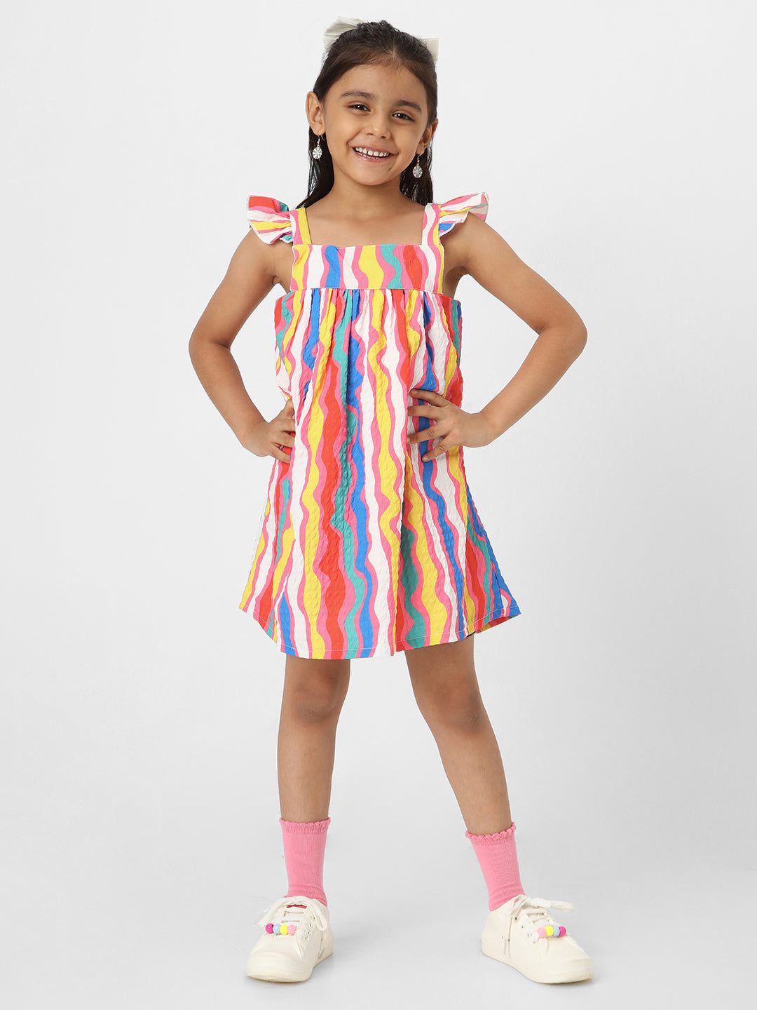 Nautinati Girls' Stripe Sleeveless Dress