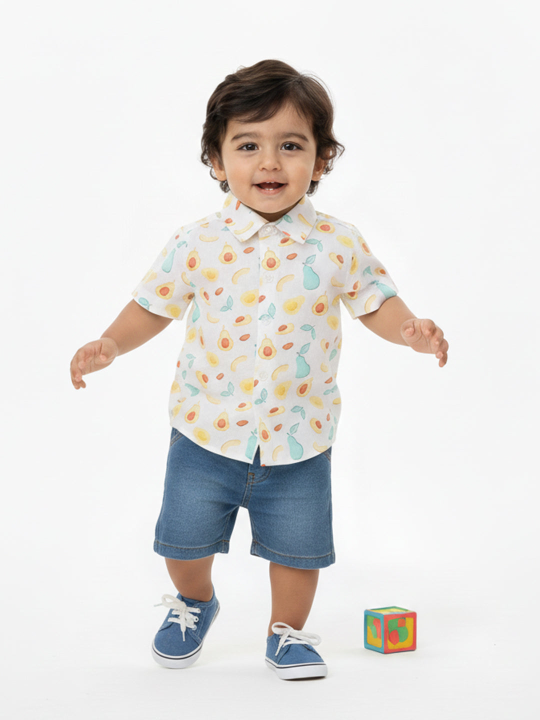 Nautinati Boys All-over Avocado Print Shirt |Cotton | Age 3 - 24 Months