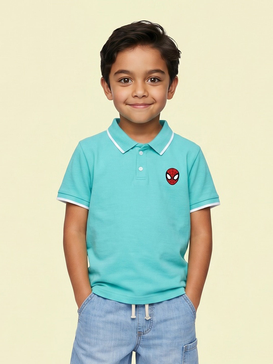 Nautinati Boys’ 100% Pique Cotton Marvel Spiderman Badge T-shirt