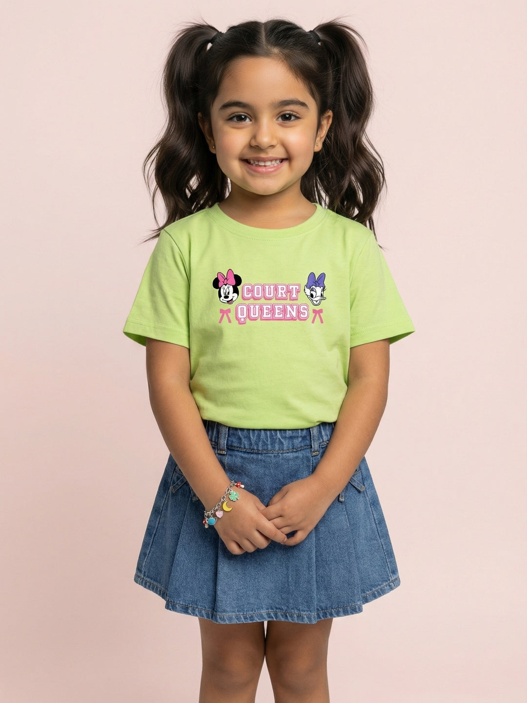 Nautinati Girls' 100% Cotton Disney Minnie & Daisy Front & Back Print Oversized T-shirt