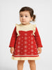 Nautinati Red and White Printed Sweater Dress for Girls