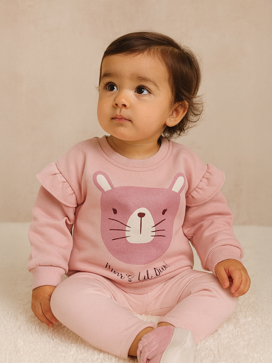 Nautinati Girls Cat Print Full Sleeves Fleece Sweatshirt