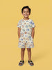 Nautinati Boys Off-White Cotton All Over Print Half-Sleeve Summer T-shirt and Shorts Set