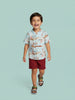 Nautinati Boys' Cotton Blend All-over Palm Tree and Surfer Shirt & Shorts Co-ord Set