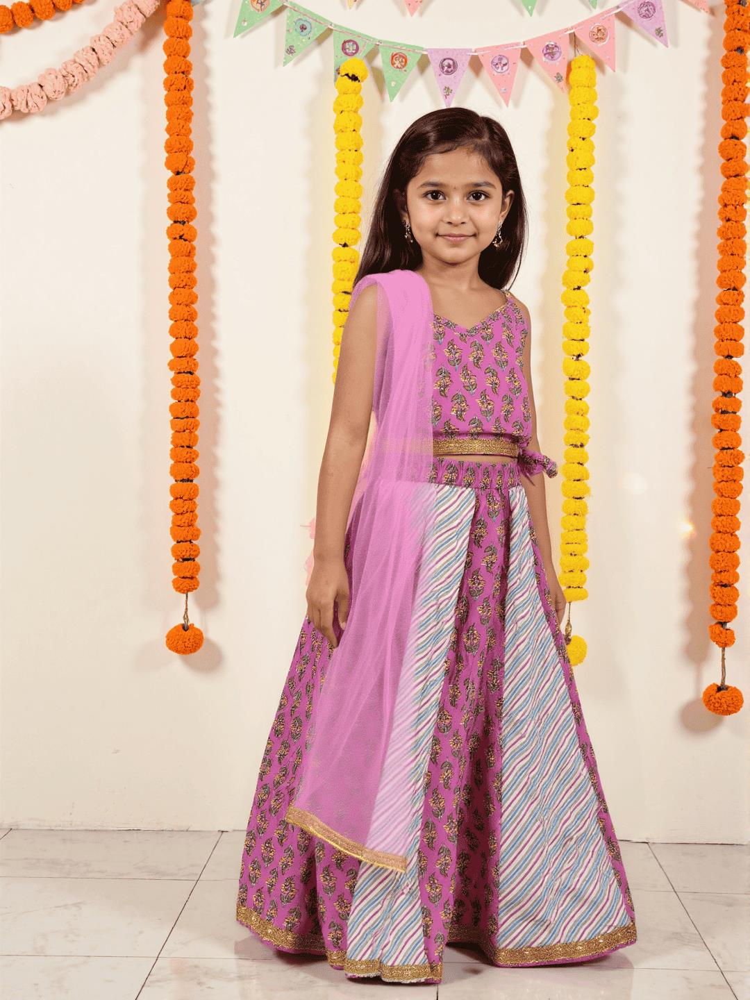 Nautinati Pink Festive Ethnic Set for Girls – Cotton Comfort & Style