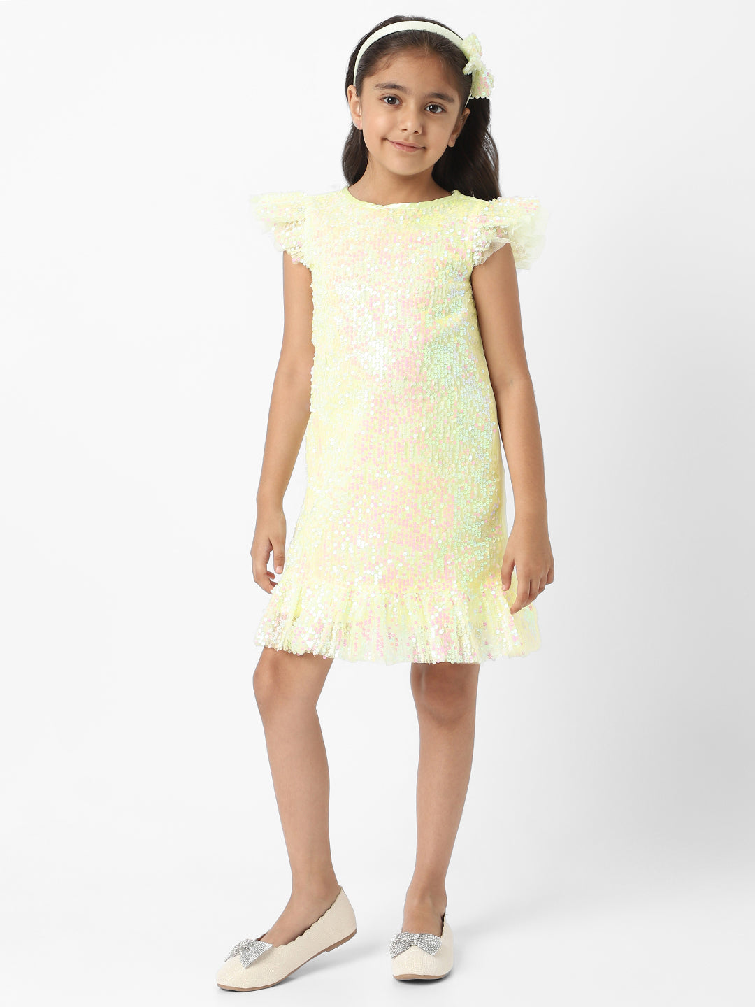Nautinati Girls Mesh Sequin Party Frock